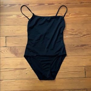 NWOT Solid and striped black one piece